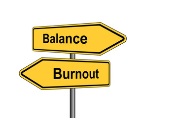Fototapeta premium Umleitungsschilder Balance Burnout freigestellt