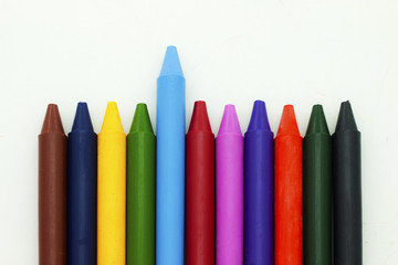 Wax crayons on white background