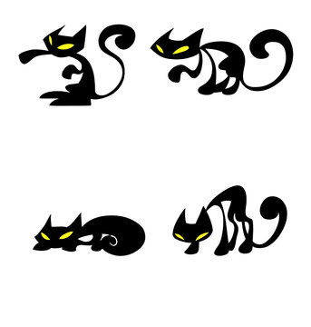 black cat silhouette set