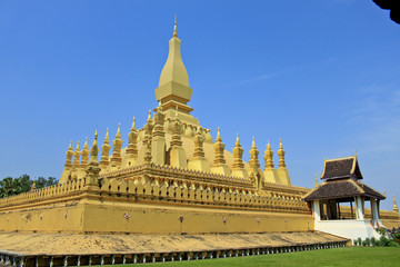 Golden pagada in Wat Pha-That Luang, Vientiane, Laos.