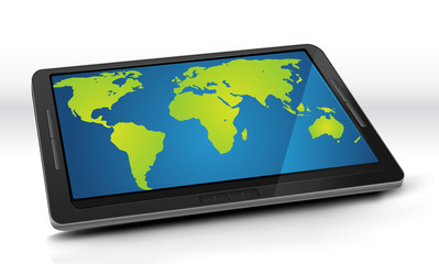 World Map On Tablet PC