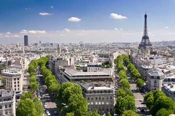 Fotobehang Uitzicht op Parijs vanaf de Arc de Triomphe © Selitbul