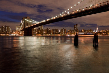 Brooklyn bridge in the evening, New York, USA
