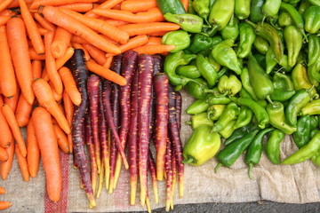 Fresh carrots and peppers