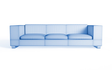 Fototapeta na wymiar 3d wireframe of a modern sofa.