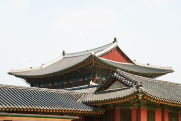 Naklejka premium Korean old buildings from outside and inside.