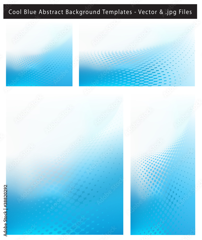 Poster abstract cool blue background set with dots and text space