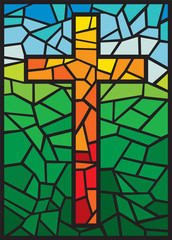 vector stained glass cross