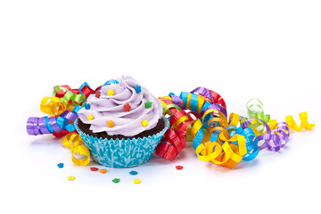 Birthday Cupcake isolated on white