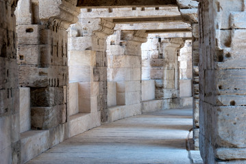 Arles Roman Amphitheater, view of the inner corridors