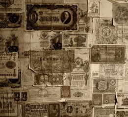 Vintage banknotes wallpaper.