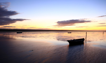 Tranquil moorings, Fllet Lagoon, Chesil Beach, Dorset