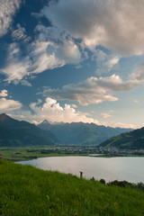 Zeller lake with Alps and clouds
