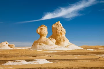 Poster The limestone formation rocks looks like two sphinx  in the Whit © Elena Moiseeva