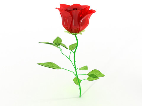 Red glass rose is not a white background