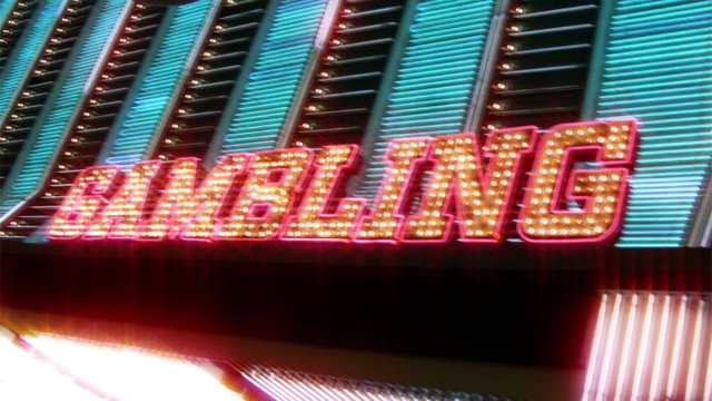 Las Vegas Casino Neon Sign with Flashing Light Bulbs