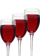 Glasses of red wine isolated on white