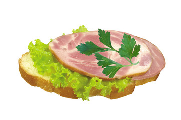 tasty ham sandwich isolated on white