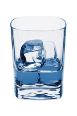 Water with ice cubes. Isolated on white