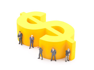 Dollar symbol with figures of businessman