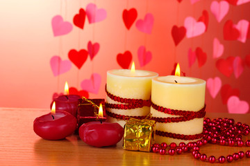 Obraz na płótnie Canvas Beautiful candles with romantic decor