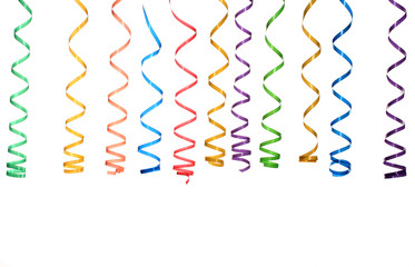 beautiful colorful streamers isolated on white