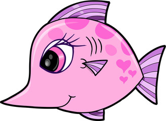 Obraz premium Cute Pink Girl Fish Vector Illustration Art