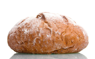 delicious round rye bread isolated on white
