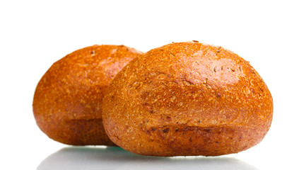 delicious rye buns isolated on white