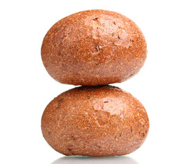 delicious rye buns isolated on white