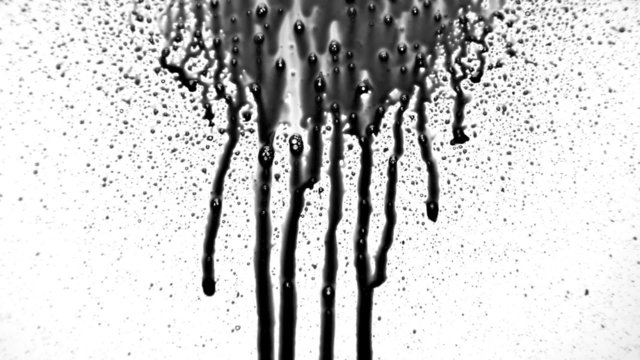 Ink Drops Running (Black on White)