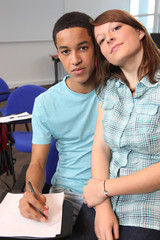 Girl and boy in classroom