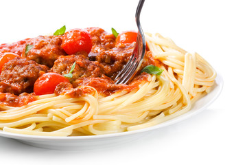 pasta with meatballs and  tomato sauce