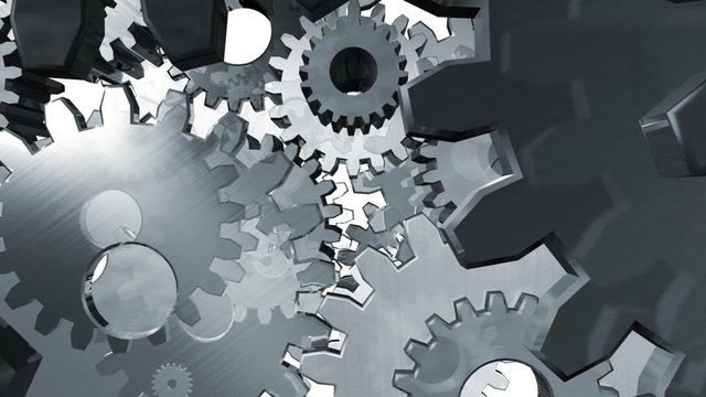 Gears Turning - 3D Fly Through (Loop)