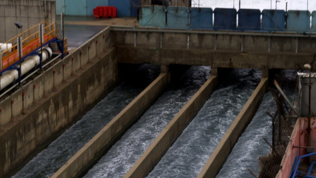 Salt water desalination plant process in Israel, water from the ocean.