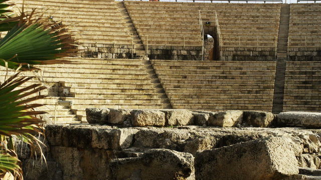 Stock Video Footage of theater at Caesarea shot in Israel at 4k with Red.