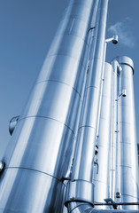 gas pipes construction inside oil refinery