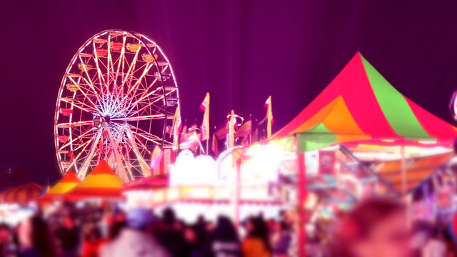 Carnival Rides and Games at Night