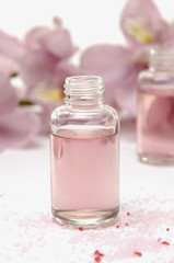 lavender essential oil with fresh flowers - beauty treatment