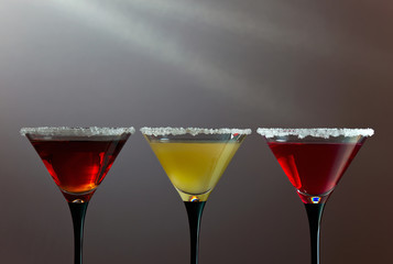 Three glasses with a cocktail