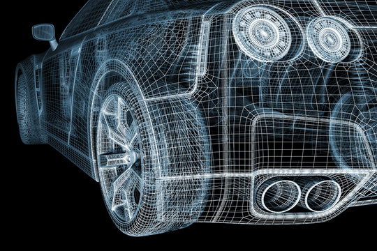 Car in 3d contruction