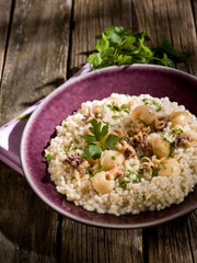 barley risotto with small sepias