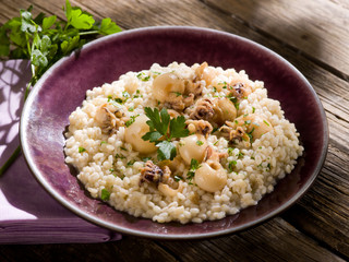 barley risotto with small sepias