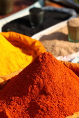 Traditional spices market in India.