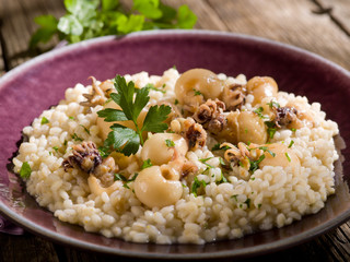 barley risotto with small sepias