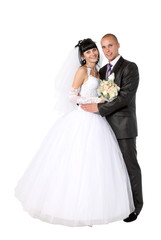 bride to the bridegroom on a white background