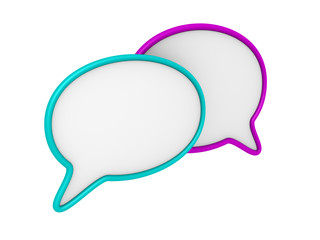 Purple and cyan speech bubbles