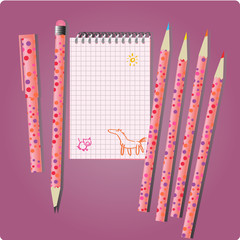 pen, pencil and notepad