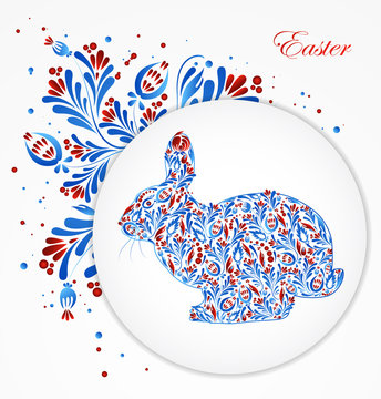Abstract floral easter rabbit. Vector