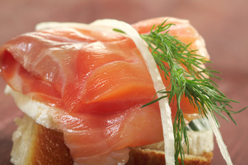 Canapes with smoked salmon
